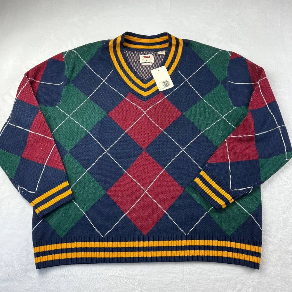 Levi's XL Retro Stay Loose Oversized V-Neck‎ Sweater New Men Cotton